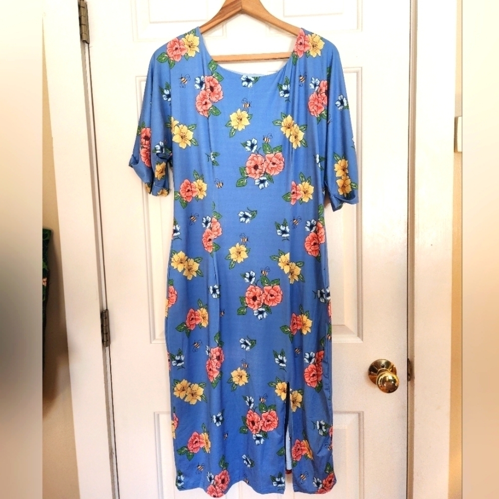 Lindy bop Tasha busy bee midi dress size 10 blue bee print pinup retro 50s party